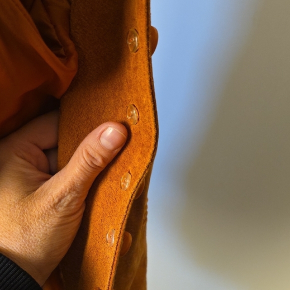 Vintage Manteaux Manteaux Suede Jacket – Genuine Leather in Warm Caramel Brown - Picture 10 of 12